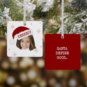 Christmas Character Personalized Photo Square Ornament- 2.75quot; Metal - 2 Sided - 49267-2M