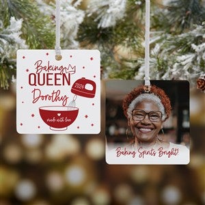 Baking Queen Personalized Square Ornament- 2.75quot; Metal - 2 Sided - 49268-2M