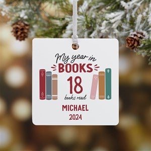 Book Lover Personalized Square Ornament- 2.75quot; Metal - 1 Sided - 49269-1M