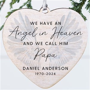 Angel In Heaven Personalized  Heart Ornament- 4quot; Wood - 1 Sided - 49276-1W