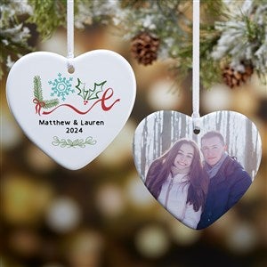 Frosted Love Personalized Wedding Heart Ornament- 3.25quot; Glossy - 2 Sided - 49277-2