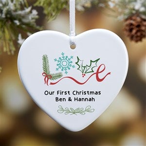 Frosted Love Personalized Wedding Heart Ornament- 3.25quot; Glossy - 1 Sided - 49277-1