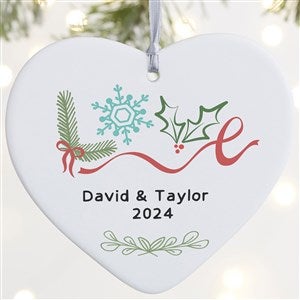 Frosted Love Personalized Wedding Heart Ornament- 4quot; Matte - 1 Sided - 49277-1L