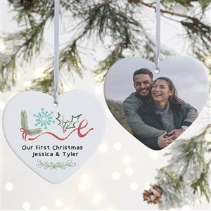 Frosted Love Personalized Wedding Heart Ornament- 4quot; Matte - 2 Sided - 49277-2L