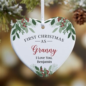 1st Christmas As Grandparents Personalized Heart Ornament-3.25quot; Glossy - 1 Sided - 49278-1