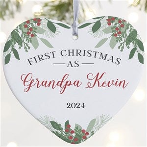 1st Christmas As Grandparents Personalized Heart Ornament-4quot; Matte-1 Sided - 49278-1L