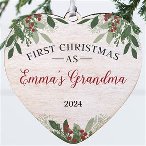 1st Christmas As Grandparents Personalized Heart Ornament-4quot; Wood- 1 Sided - 49278-1W