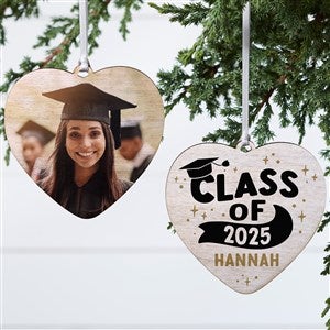 Shining Achievement Personalized Graduation Wood Photo Heart Ornament - 49279-2W