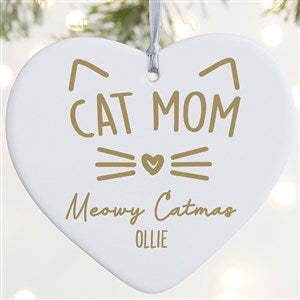 Cat Parent Personalized Heart Ornament- 4quot; Matte - 1 Sided - 49280-1L