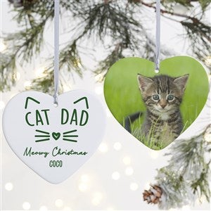 Cat Parent Personalized Photo Heart Ornament- 4quot; Matte - 2 Sided - 49280-2L