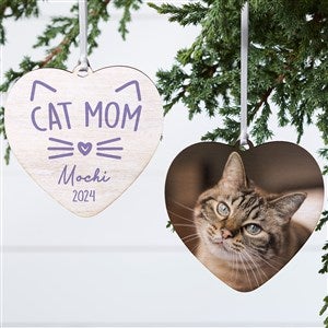 Cat Parent Personalized Photo Heart Ornament- 4quot; Wood - 2 Sided - 49280-2W