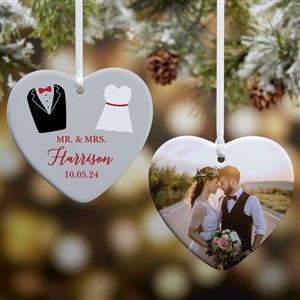 Dressed For Love Personalized Wedding Heart Ornament- 3.25quot; Glossy - 2 Sided - 49281-2