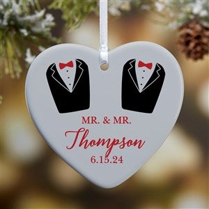 Dressed For Love Personalized Wedding Heart Ornament- 3.25quot; Glossy - 1 Sided - 49281-1