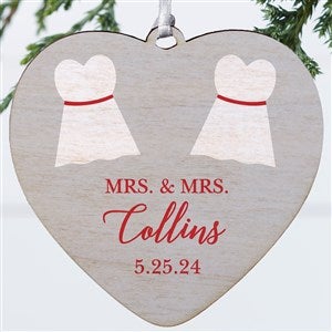 Dressed For Love Personalized Wedding Heart Ornament- 4quot; Wood - 1 Sided - 49281-1W