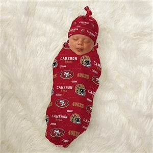 NFL San Francisco 49ers Personalized Baby Hat  Receiving Blanket Set - 49284-S