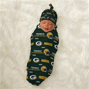 NFL Green Bay Packers Personalized Baby Hat  Receiving Blanket Set - 49286-S