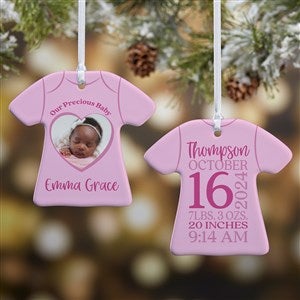 Baby Birth Info Personalized Photo T-Shirt Ornament - 2 Sided Photo - 49288P-2