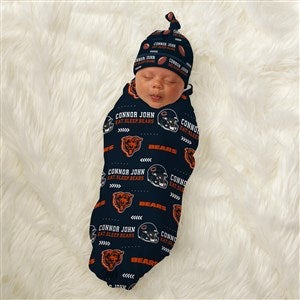 NFL Chicago Bears Personalized Baby Hat  Receiving Blanket Set - 49298-S