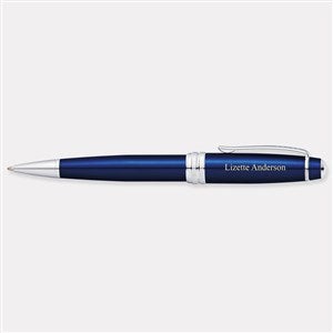 Engraved Cross Bailey Blue Lacquer  Chrome Ballpoint Pen - 49301