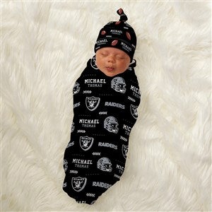 NFL Las Vegas Raiders Personalized Baby Hat  Receiving Blanket Set - 49308-S