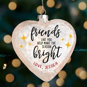 Bright Friendships Personalized Lightable Frosted Glass Heart Ornament - 49337