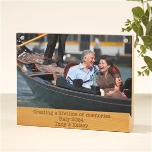 Engraved Write Your Own Acrylic Magnetic Frame with Wood Base - 49339