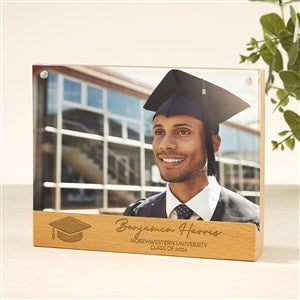 Engraved Believe In Their Dreams Acrylic Magnetic Frame with Wood Base - 49349