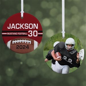 Football Personalized Photo Ornament- 2.85quot; Glossy - 2 Sided - 49402-2S