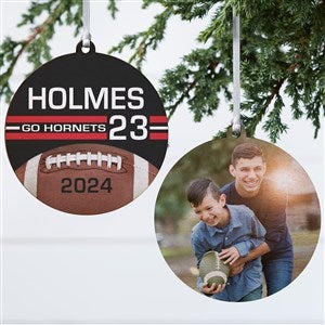 Football Personalized Photo Ornament-3.75quot; Wood - 2 Sided - 49402-2W