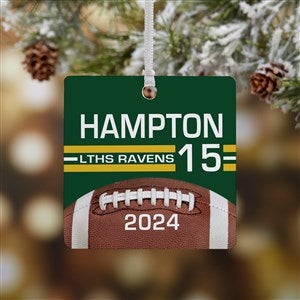 Football Personalized Square Photo Ornament- 2.75quot; Metal - 1 Sided - 49402-1M