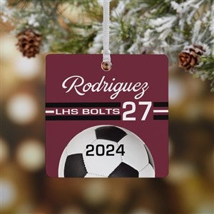 Soccer Personalized Square Photo Ornament- 2.75quot; Metal - 1 Sided - 49403-1M