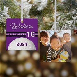 Volleyball Personalized Square Photo Ornament- 2.75quot; Metal - 2 Sided - 49404-2M