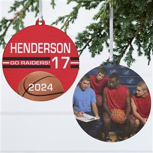 Basketball Personalized Photo Ornament-3.75quot; Wood - 2 Sided - 49405-2W