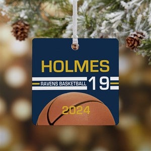 Basketball Personalized Square Photo Ornament- 2.75quot; Metal - 1 Sided - 49405-1M