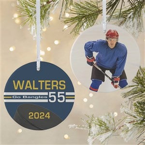 Hockey Personalized Photo Ornament-3.75quot; Wood - 2 Sided - 49406-2W