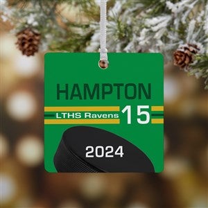 Hockey Personalized Square Photo Ornament- 2.75quot; Metal - 1 Sided - 49406-1M