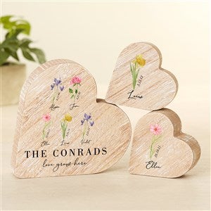 Birth Month Flower Personalized Wooden Heart - Large - 49419-L