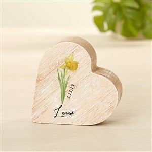 Birth Month Flower Personalized Wooden Heart - Small - 49419-S