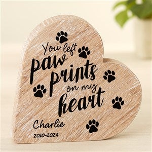 Paw Prints On My Heart Personalized Wooden Heart - 49424