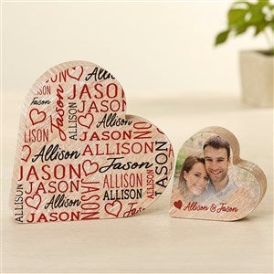 Romantic Repeating Name Personalized Wooden Heart - Large - 49430-L