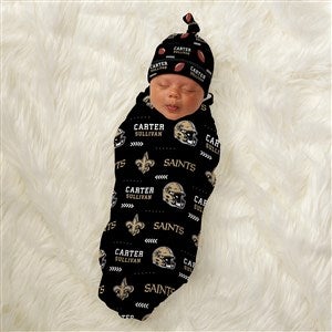 NFL New Orleans Saints Personalized Baby Hat  Receiving Blanket Set - 49454-S