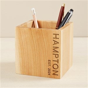 Bold Style Engraved Wooden Pencil Holder - 49456