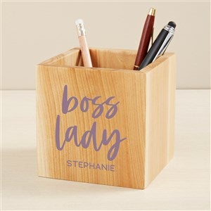 Boss Lady Personalized Wooden Pencil Holder - 49469