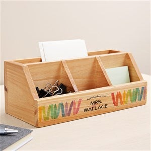 Color Crayon Personalized Wooden Desk Organizer - 49482