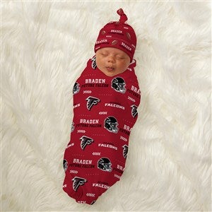 NFL Atlanta Falcons Personalized Baby Hat  Receiving Blanket Set - 49486-S