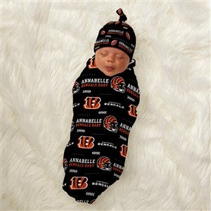 NFL Cincinnati Bengals Personalized Baby Hat  Receiving Blanket Set - 49489-S