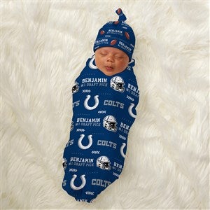 NFL Indianapolis Colts Personalized Baby Hat  Receiving Blanket Set - 49492-S