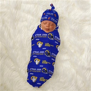 NFL Los Angeles Rams Personalized Baby Hat  Receiving Blanket Set - 49499-S