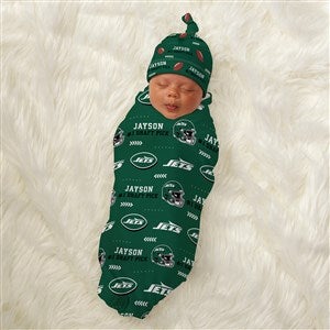 NFL New York Jets Personalized Baby Hat  Receiving Blanket Set - 49501-S