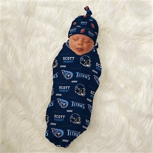 NFL Tennessee Titans Personalized Baby Hat  Receiving Blanket Set - 49504-S